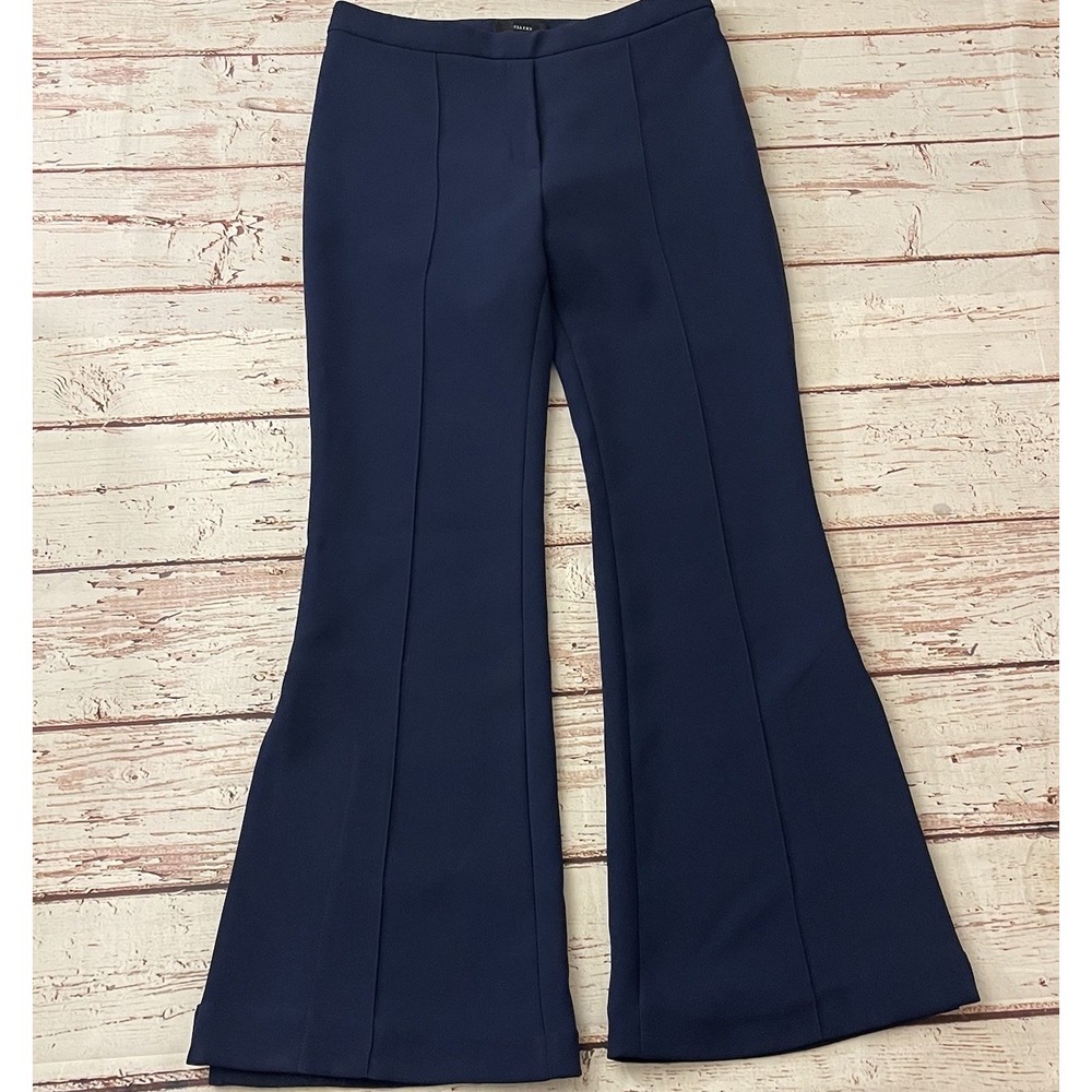 Ellery Size 8 Inseam 32"‎ Blue Flare Pants Trousers Slit Made In Australia